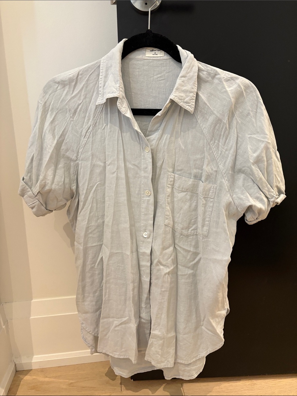 Aritzia Light blue Short-Sleeve Button-Up Shirt